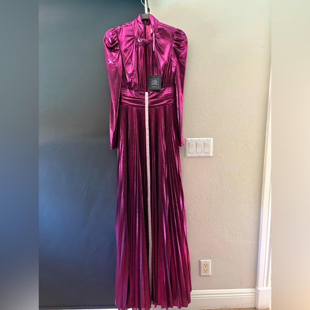 Mac Duggal Fuchsia Long Sleeve Gown